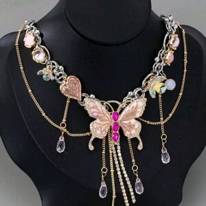 (SPRING TIME VIBES) HAUTE Butterfly Necklace with Pink and Gold Details